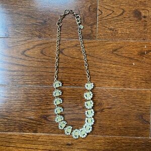 Banana Republic Statement Necklace Gold Tone with Beige Stones Y2K